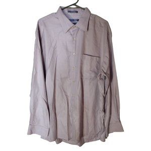Forsyth‎ Of Canada Dress Shirt 17.5 34/35 Large Lavender Stripe 100% Cotton EUC